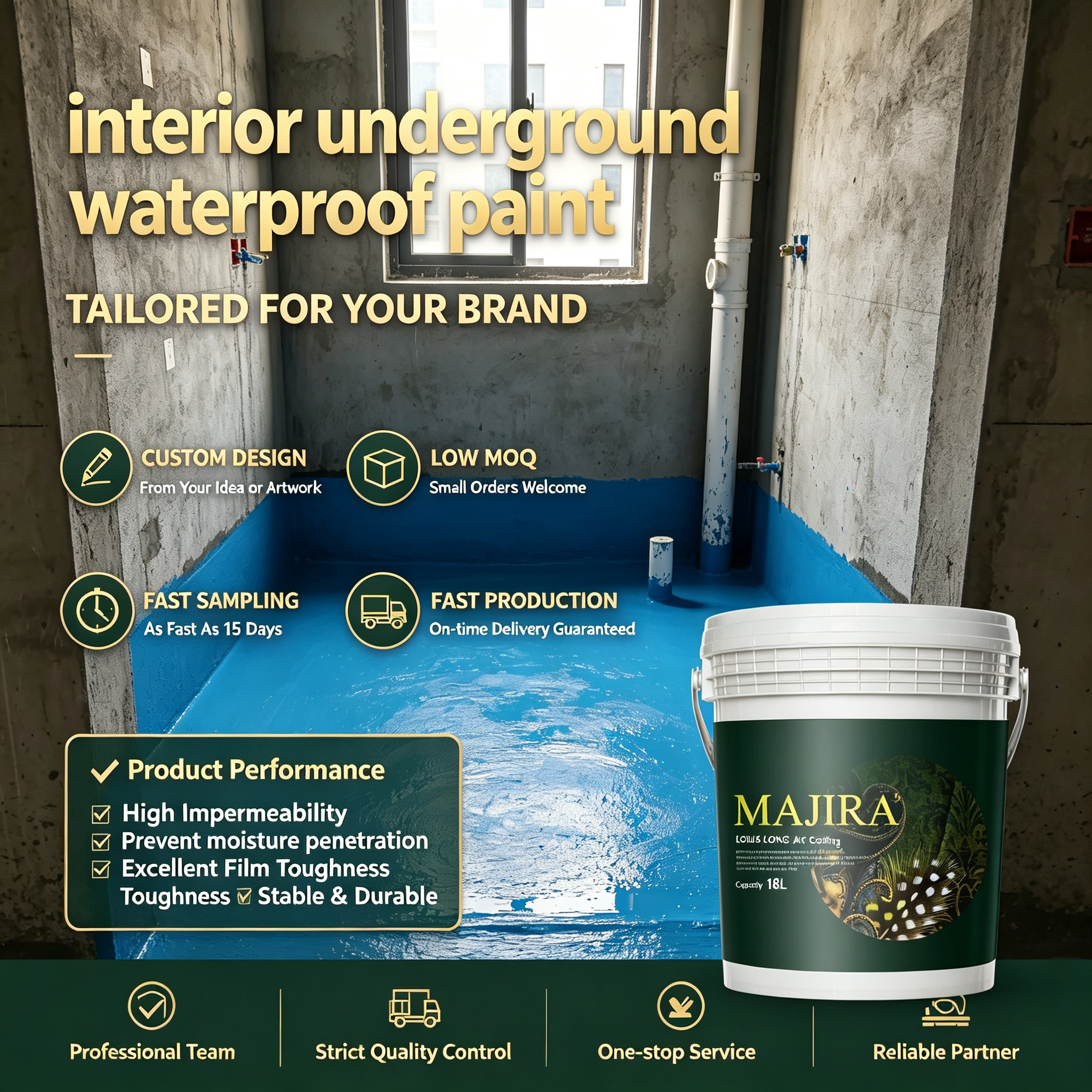 Acrylic Water Based Interior floorPaint Eco Friendly Waterproof Anti Mold Moisture Resistant Coating for Home Store Office Brush